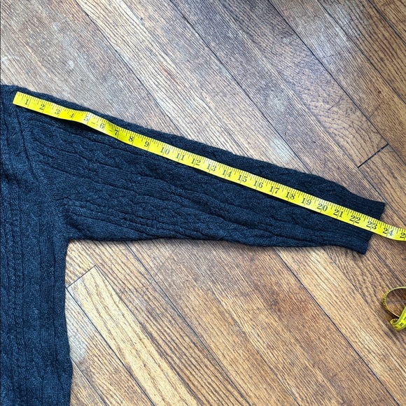Peruvian sweater crew neck cable knit baby alpaca wool dark charcoal men’s M - Picture 10 of 12